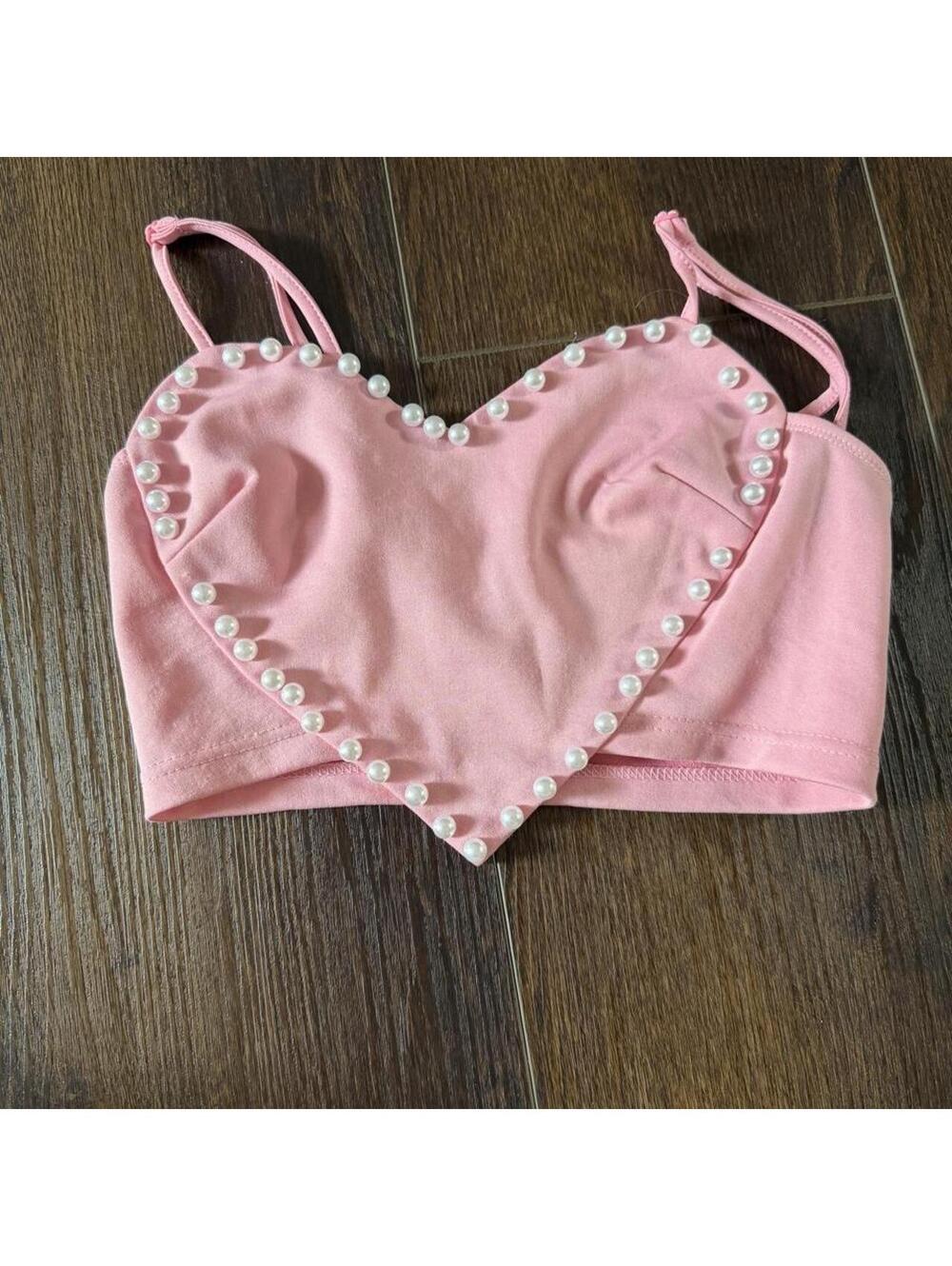 SHEIN Women's Pink Crop-top